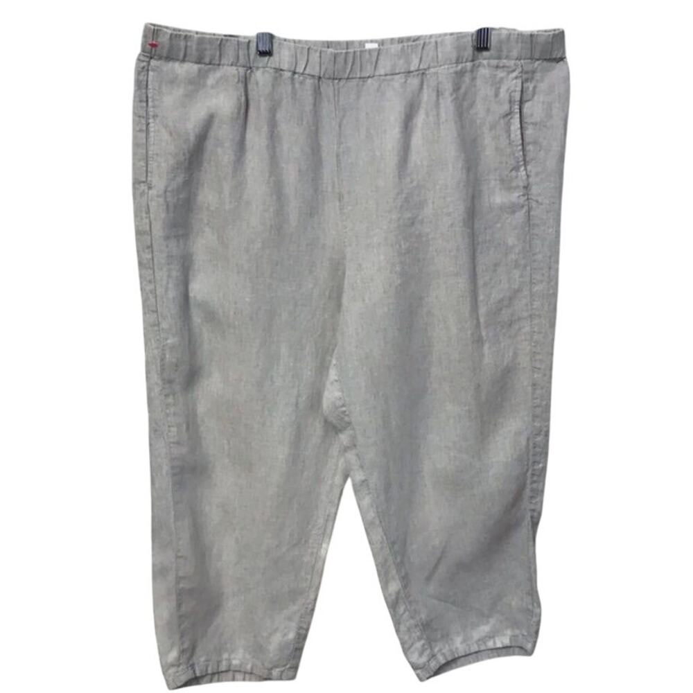 Gray Women's Linen Capri Pants XL